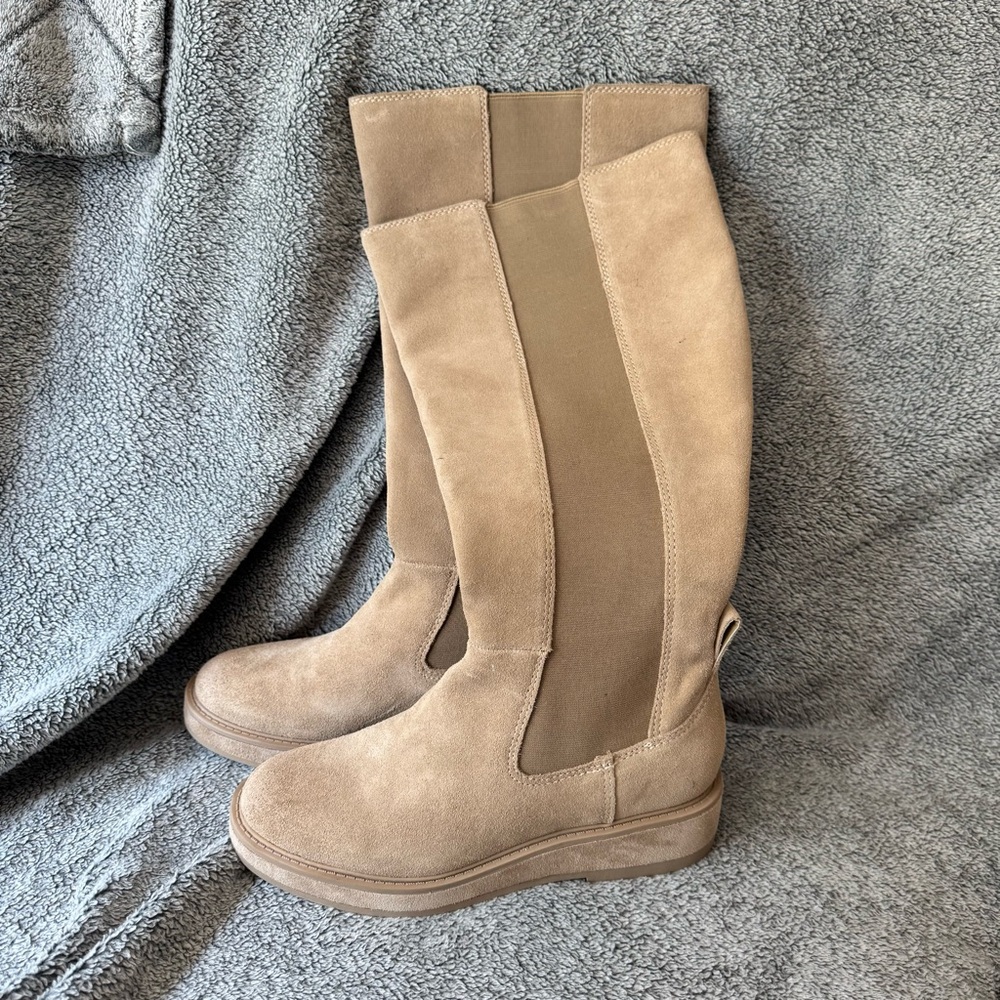 Dolce Vita Eamon H2O Wide Calf Boots Almond Suede Women’s Size 7 - Picture 2 of 8